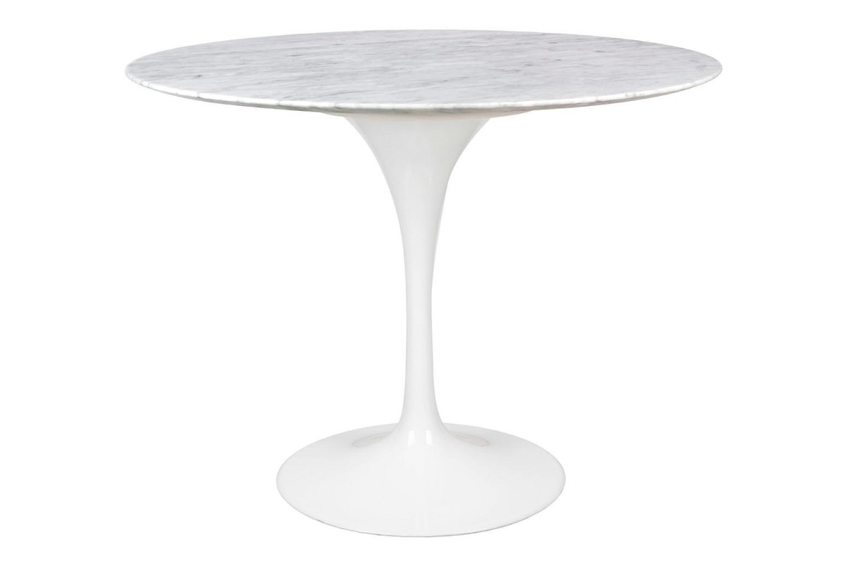 Stół TULIP MARBLE 100 CARRARA biały - blat okrągły marmurowy, metal King Home
