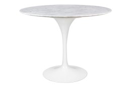 Stół TULIP MARBLE 100 CARRARA biały - blat okrągły marmurowy, metal King Home