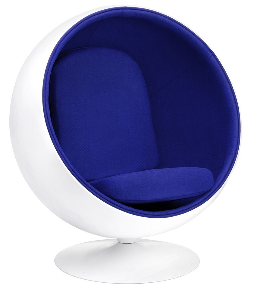 Fotel BALL biało-niebieski - włókno szklane, wełna Fotel BALL biało-niebieski - włókno szklane, wełna