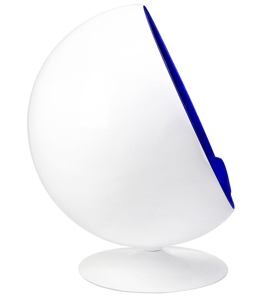 Fotel BALL biało-niebieski - włókno szklane, wełna Fotel BALL biało-niebieski - włókno szklane, wełna