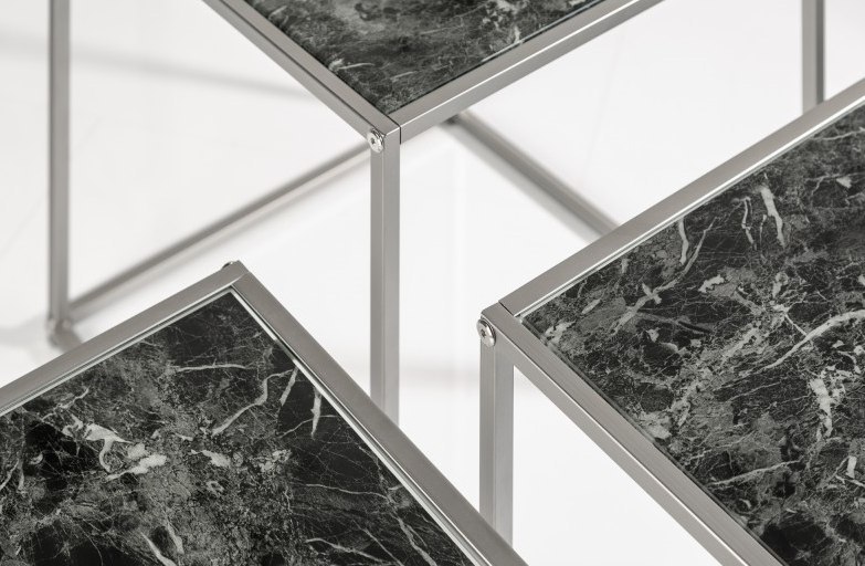 INVICTA zestaw stolików ELEMENTS 3 czarne szkło - imitacja marmuru Invicta Interior