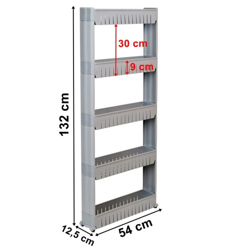 Szafka mobilna na kółkach 5 poziomów szara