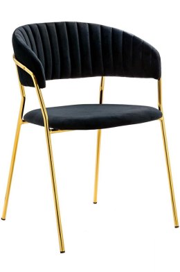 Krzesło MARGO czarne - welur, podstawa złota