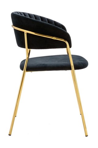 Krzesło MAGO czarny welur, podstawa metalowa złota