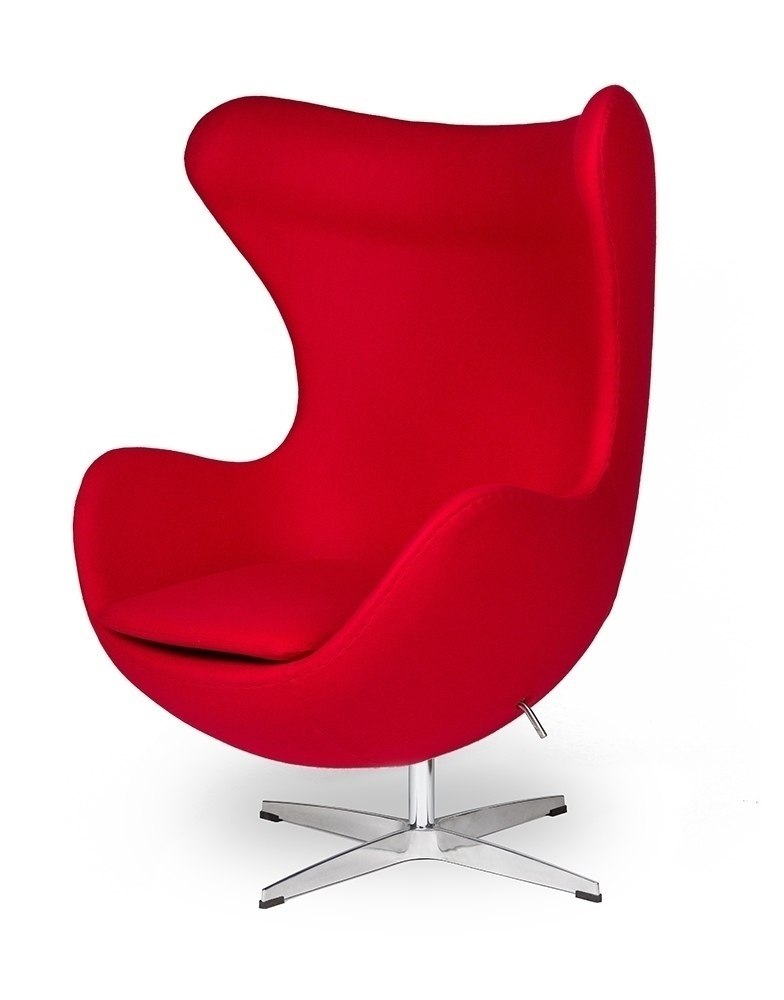 Fotel EGG CLASSIC czerwony.17 - wełna, podstawa aluminiowa King Home