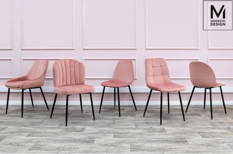 Krzesło DJANGO różowe - welur, metal