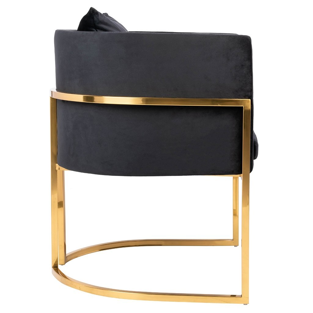 Fotel CHLOE VELVET czarny welur - chrom podstawa złota Fotel CHLOE VELVET czarny welur - chrom podstawa złota