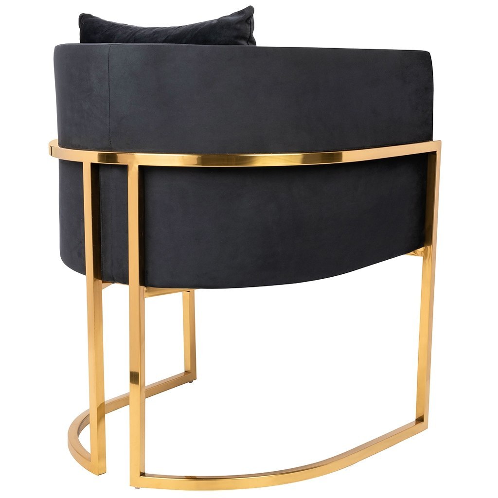 Fotel CHLOE VELVET czarny welur - chrom podstawa złota Fotel CHLOE VELVET czarny welur - chrom podstawa złota