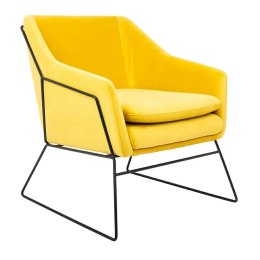 Fotel EMMA VELVET żółty welur - podstawa metal czarna King Home