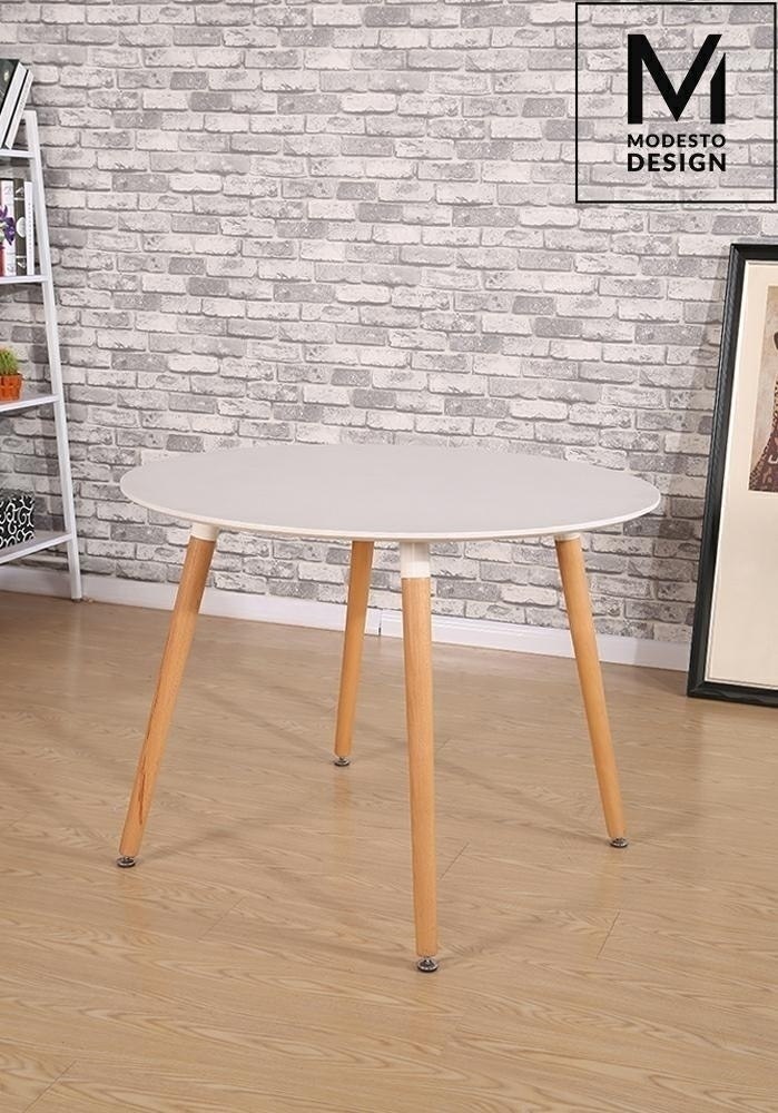 MODESTO stół LIVING FI 100 biały - blat MDF, bukowe nogi MODESTO stół LIVING FI 100 biały - blat MDF, bukowe nogi