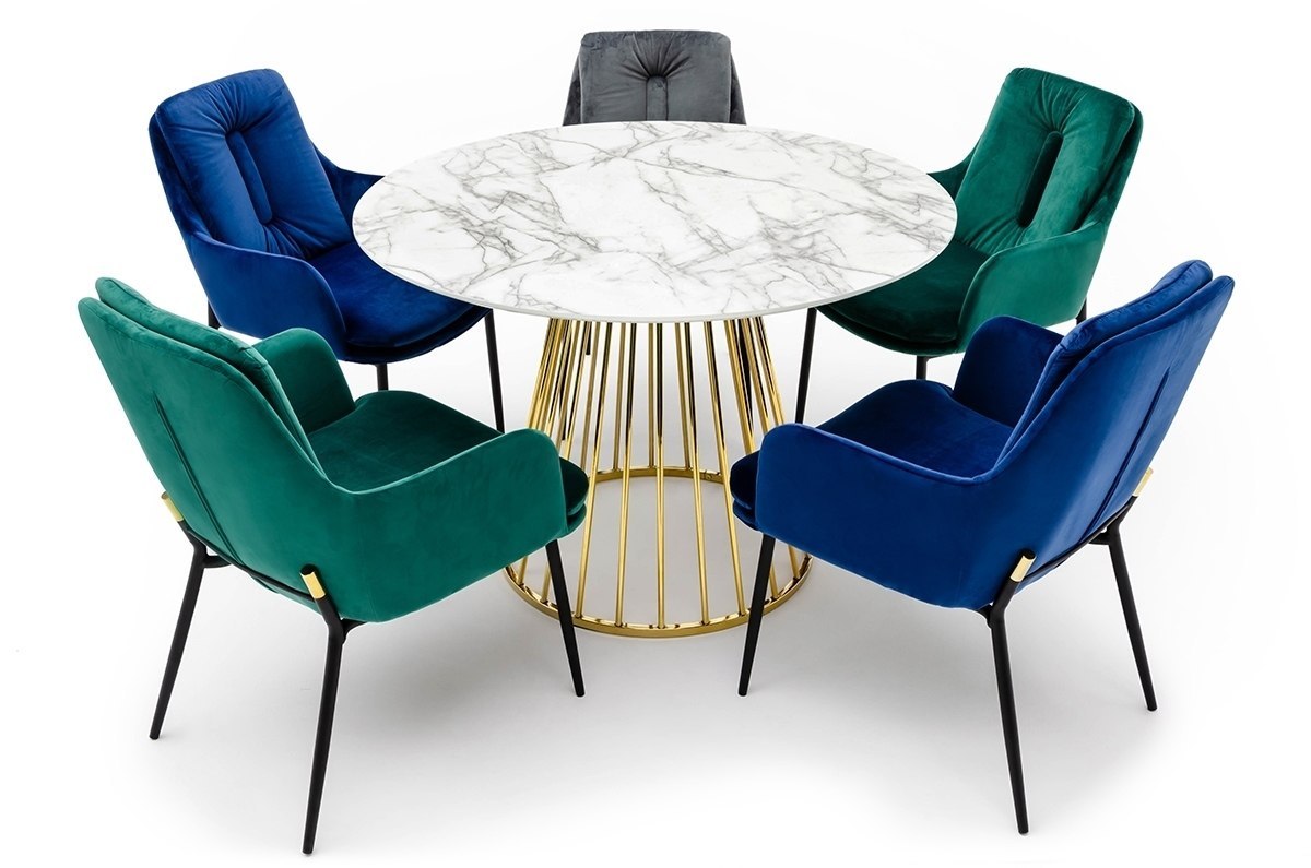Stół GLAM MARBLE 110 - MDF, złota podstawa Stół GLAM MARBLE 110 - MDF, złota podstawa