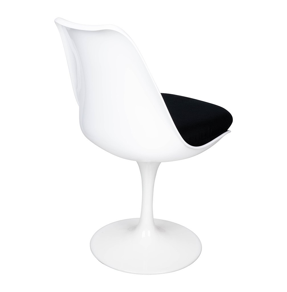 Krzesło TULIP białe z czarną poduszką - ABS, podstawa metalowa King Home