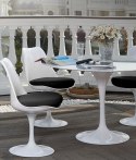Krzesło TULIP białe z czarną poduszką - ABS, podstawa metalowa King Home