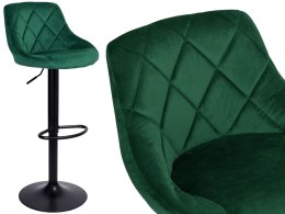 Krzesło barowe CYDRO BLACK aksamitne ciemno-zielone VELVET
