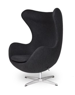 Fotel EGG CLASSIC ciemny szary.5 - wełna, podstawa aluminiowa King Home