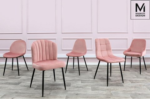 Krzesło DJANGO różowe - welur, metal