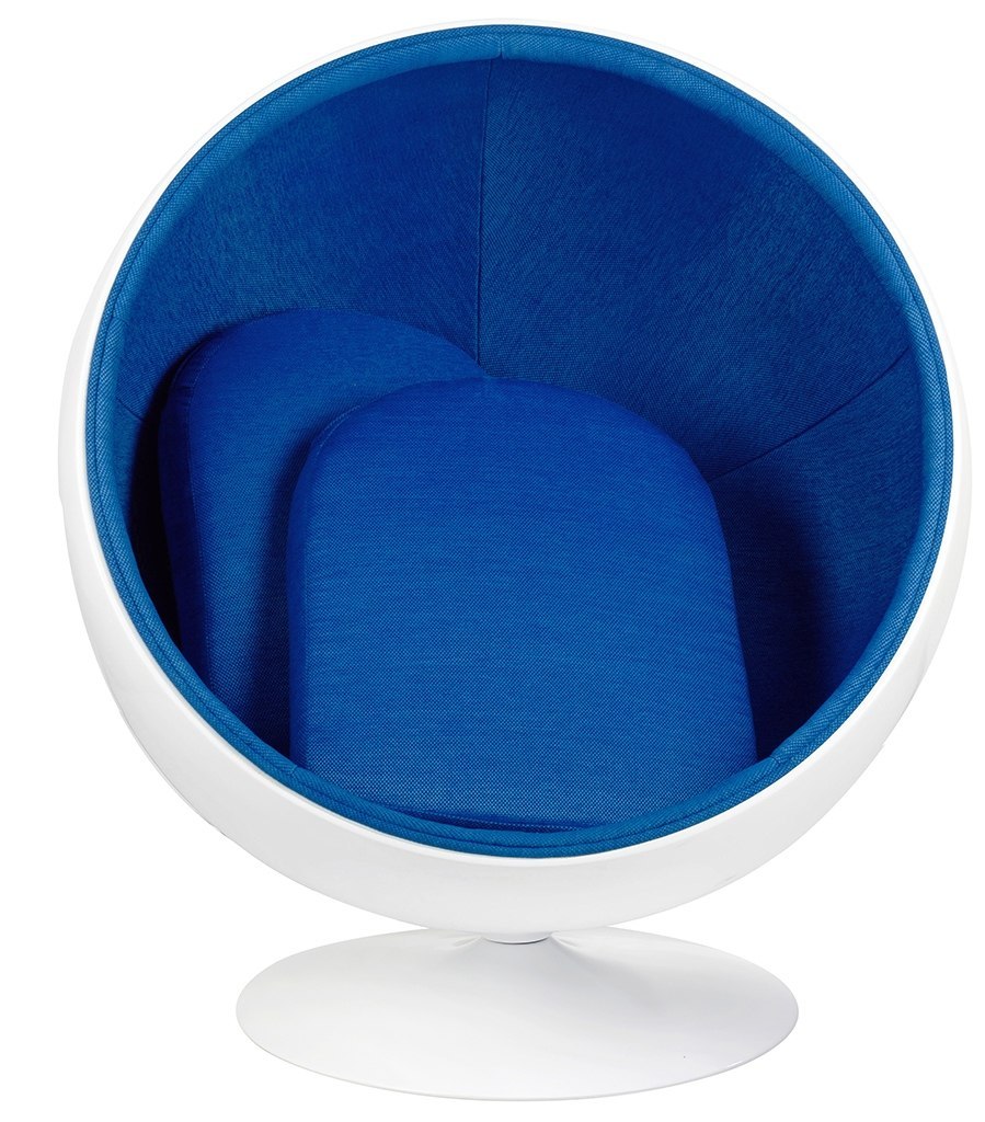 Fotel BALL biało-niebieski - włókno szklane, wełna Fotel BALL biało-niebieski - włókno szklane, wełna