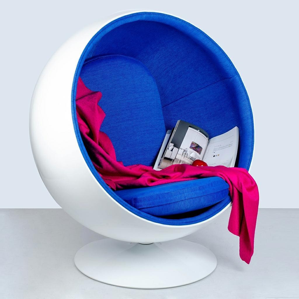 Fotel BALL biało-niebieski - włókno szklane, wełna Fotel BALL biało-niebieski - włókno szklane, wełna