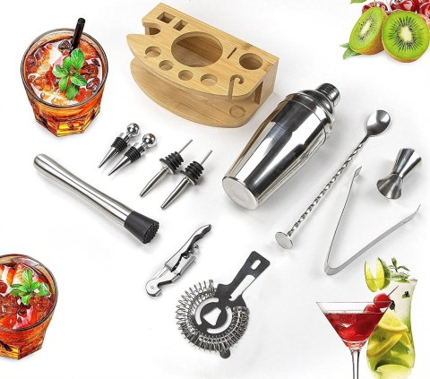 Zestaw barmański shaker do drinków CHESTER stojak 12 elementów Zestaw barmański shaker do drinków CHESTER stojak 12 elementów