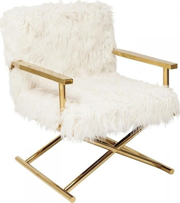 KARE fotel MR. FLUFFY biały / złoty Kare Design KARE fotel MR. FLUFFY biały / złoty Kare Design