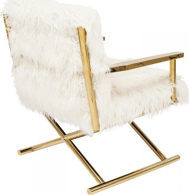 KARE fotel MR. FLUFFY biały / złoty Kare Design KARE fotel MR. FLUFFY biały / złoty Kare Design
