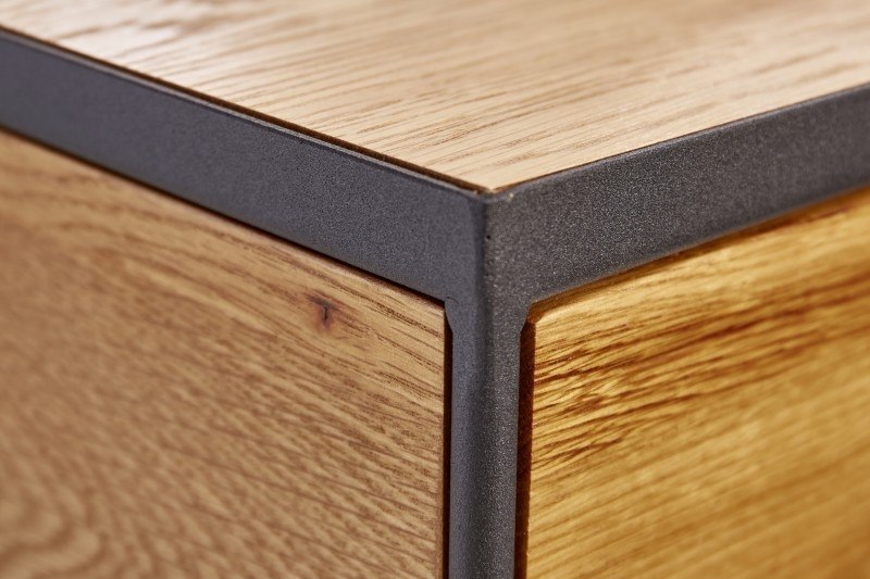 INVICTA stolik nocny SCORPION 40 cm dąb - lite drewno, metal Invicta Interior