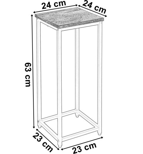 Kwietnik loftowy ARBEN czarny/postarzany dąb - 60 cm