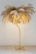 Lampa podłogowa TIFFANY 175 beżowa mosiądz / naturalne pióra