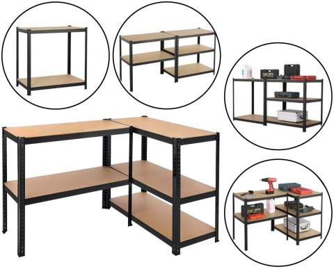 Regał magazynowy 5 poziomów czarny 150x75x30 nośność 625 kg