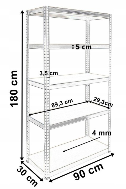 Regał magazynowy CONOR czarny 180x90x30 nośność 875 kg