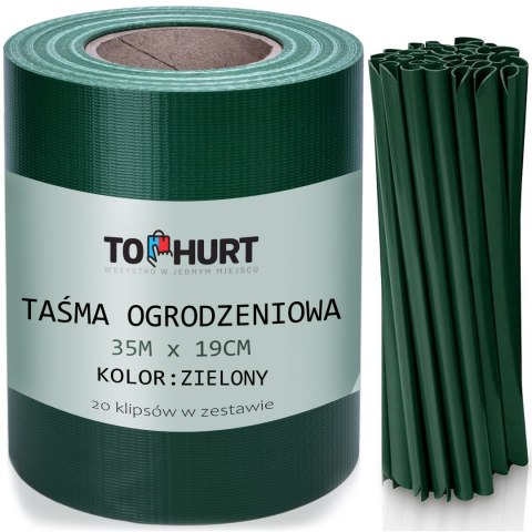Taśma ogrodzeniowa 19 cm x 35 m zielona Taśma ogrodzeniowa 19 cm x 35 m zielona