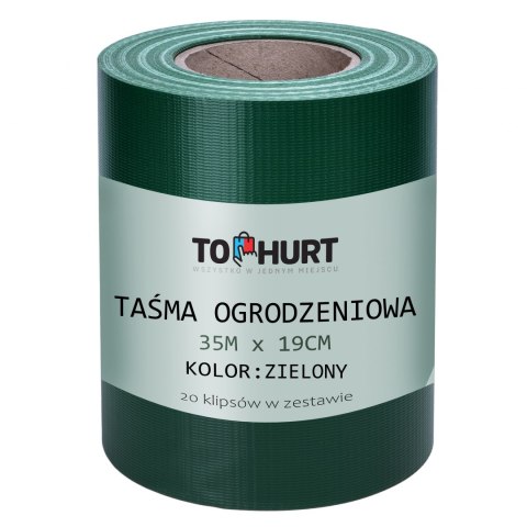 Taśma ogrodzeniowa 19 cm x 35 m zielona Taśma ogrodzeniowa 19 cm x 35 m zielona