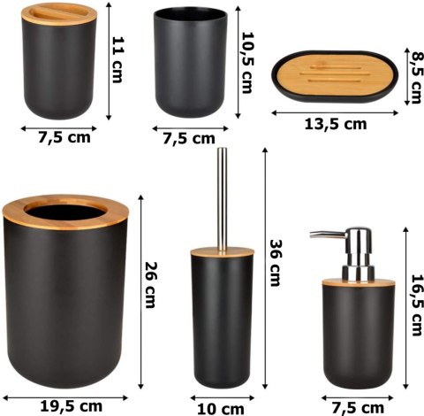 Zestaw akcesoriów łazienkowych TIMOR czarny loft