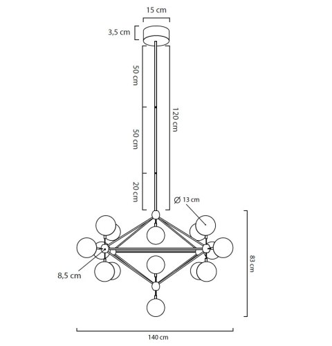 Lampa wisząca ASTRI 15 czarna