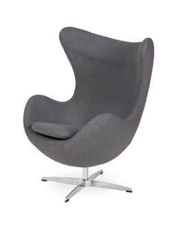 Fotel EGG CLASSIC grafitowy szary.4 - wełna, podstawa aluminiowa King Home