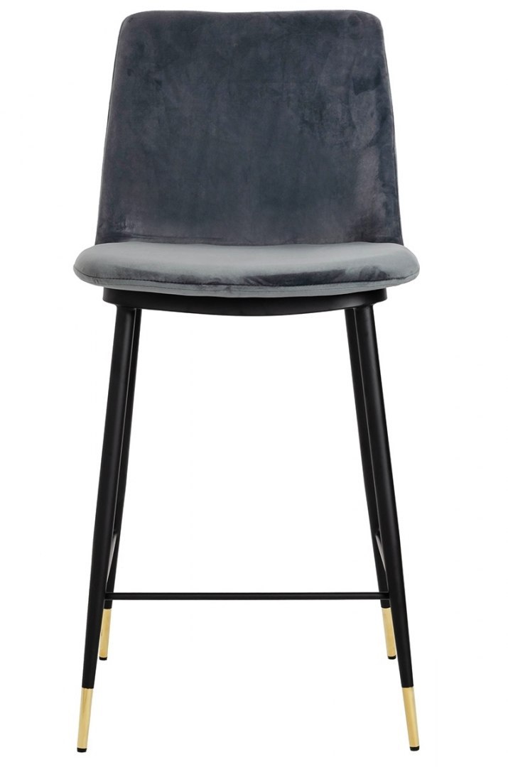 Krzesło barowe DIEGO 65 ciemny szary - welur, podstawa czarno złota