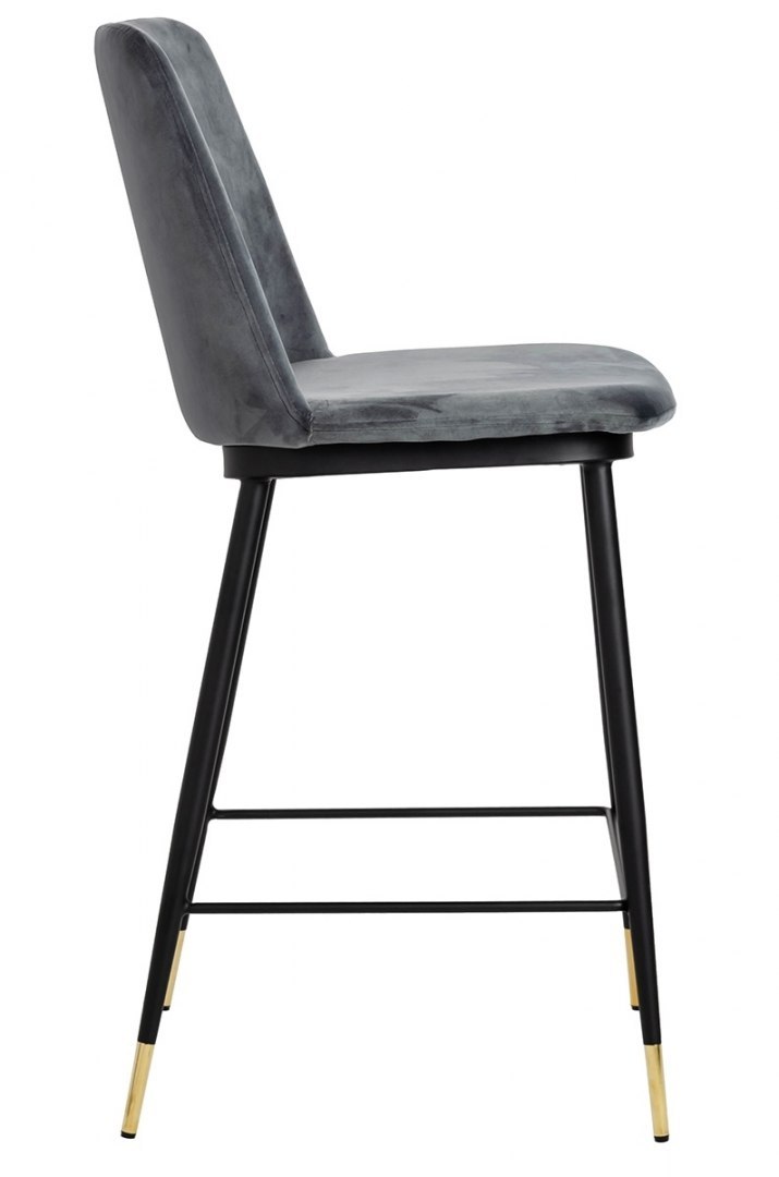Krzesło barowe DIEGO 65 ciemny szary - welur, podstawa czarno złota