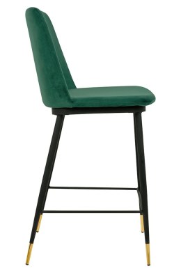 Krzesło barowe DIEGO 65 zielone - welur, podstawa czarno złota King Home