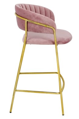 Krzesło barowe MARGO 65 brudny róż - welur, podstawa złota King Home