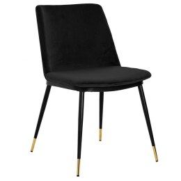 Krzesło DIEGO czarne - welur, podstawa czarno złota King Home