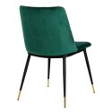 Krzesło DIEGO zielone - welur, podstawa czarno złota King Home