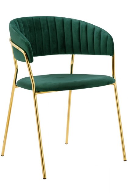 Krzesło MAGO ciemny zielony - welur, podstawa złota