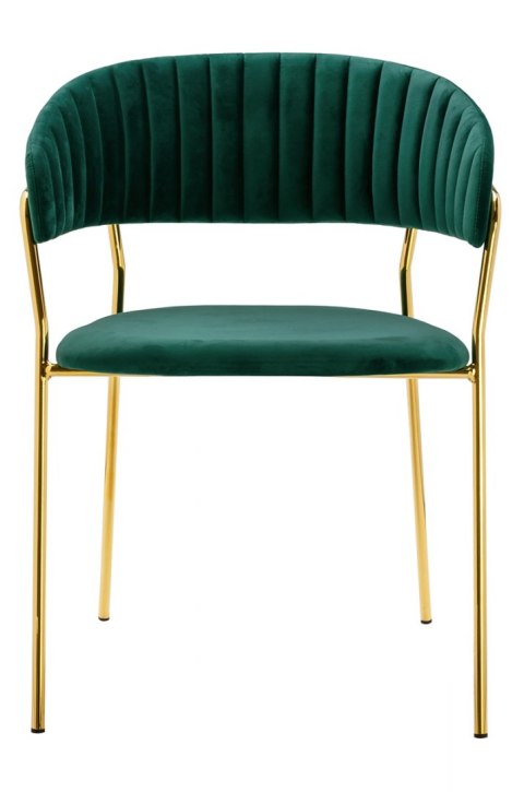 Krzesło MAGO ciemny zielony - welur, podstawa złota