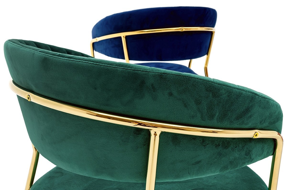 Krzesło MARGO ciemny zielony - welur, podstawa złota King Home