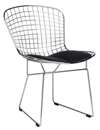 Krzesło NET chrom - czarna poduszka, metal
