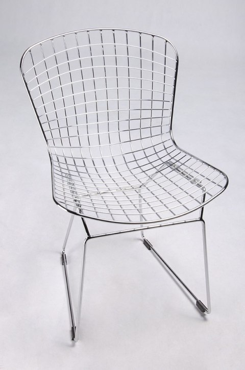Krzesło NET chrom - czarna poduszka, metal