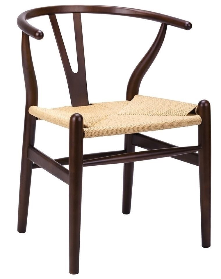 Krzesło WISHBONE ciemny brąz - drewno bukowe, naturalne włókno King Home