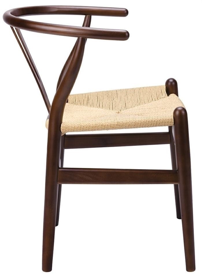 Krzesło WISHBONE ciemny brąz - drewno bukowe, naturalne włókno King Home
