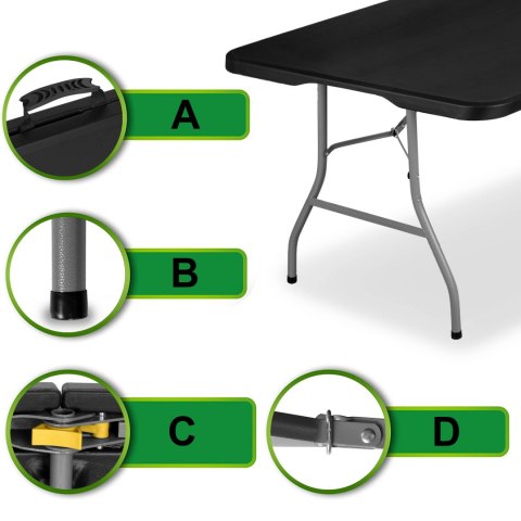 Stół cateringowy IMPRO składany w walizkę 240 cm czarny