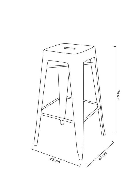 Metalowe krzesło barowe TWER 76 - czarne